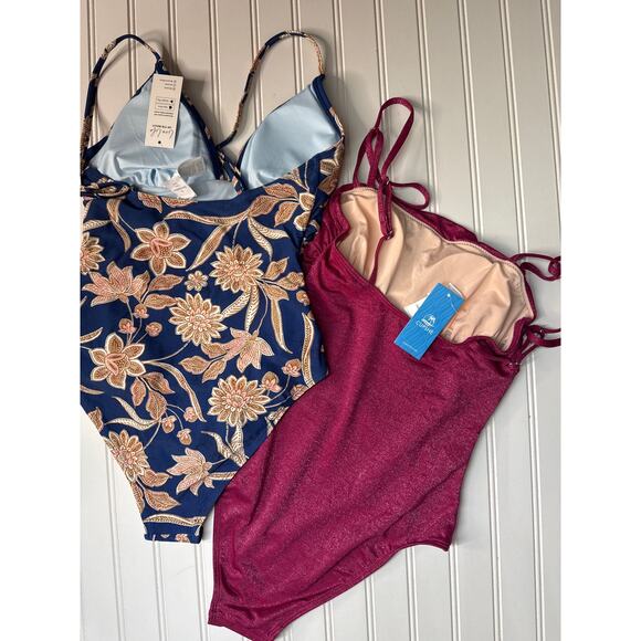 NWT Cupshe Ruched Tummy Control One-Piece Beach Swim Surf Paddle BUNDLE Size S - Picture 3 of 7